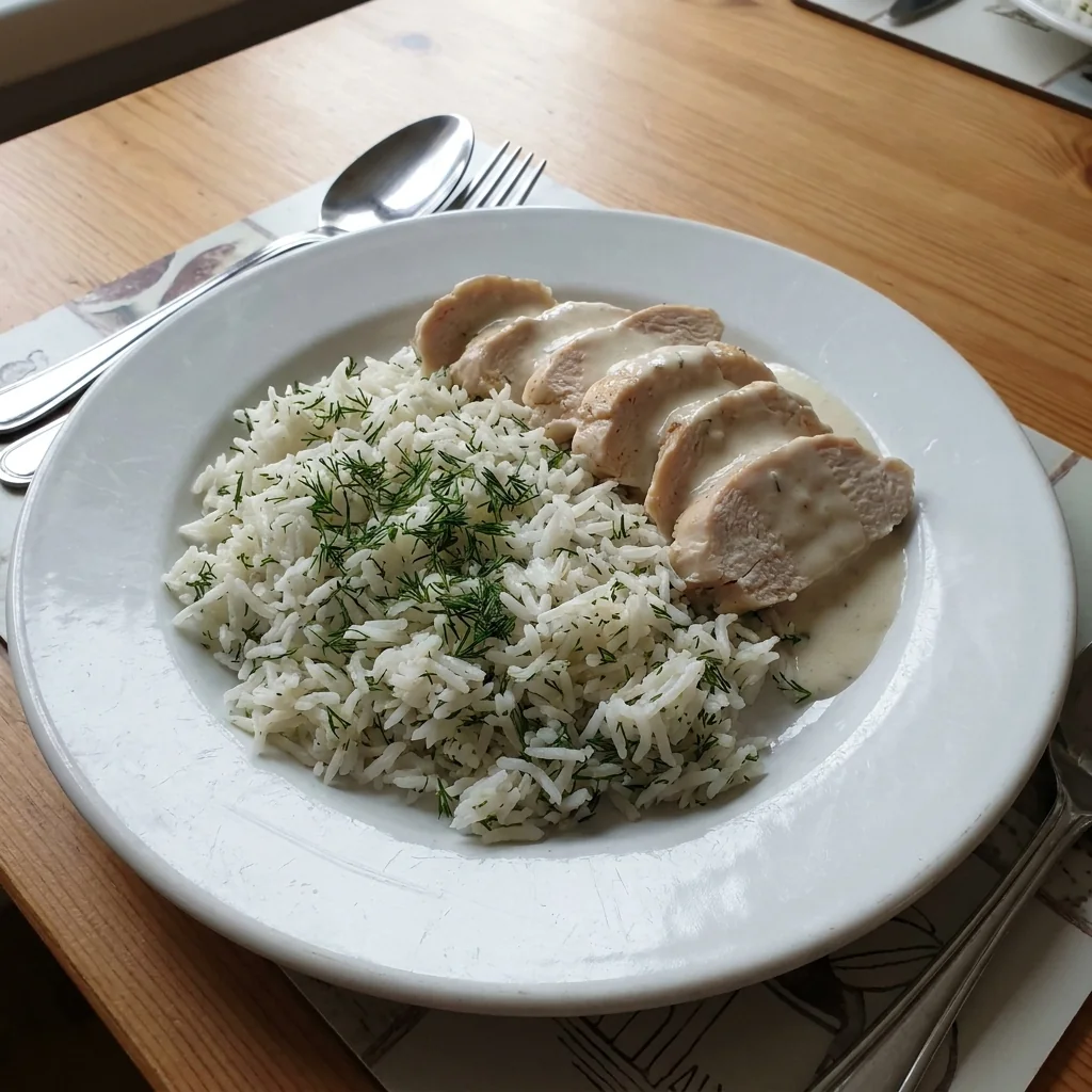 رز بالشبت مع صدور الدجاج بالكريمة – مطبخ يواجه - 1
